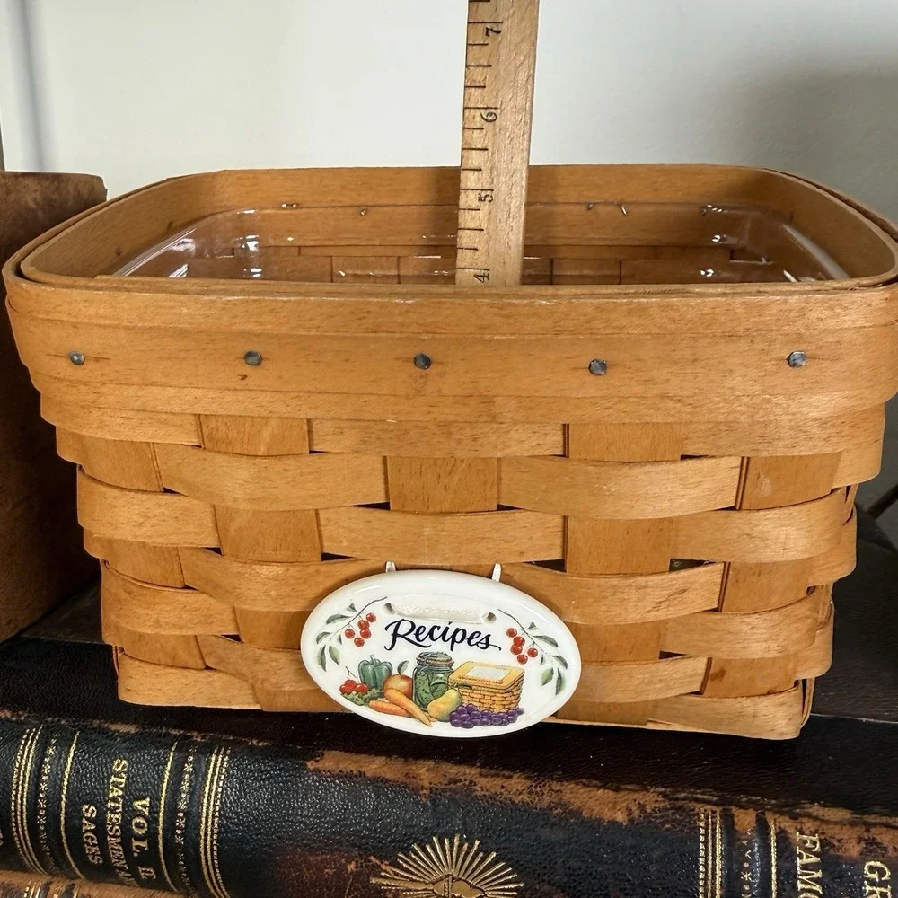 Vintage Longaberger Baskets Lot Of 3 Various Sizes Vegetable Recipe  Signed GUC